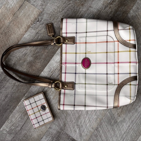 Coach peyton tattersall plaid wallet / card holder - Picture 6 of 6